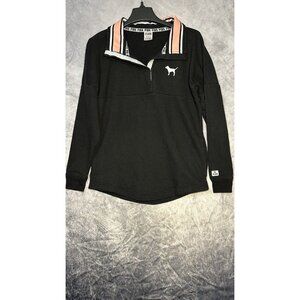 victoria's secret‎ Quarter Snap Pullover Mock Neck Size XS Black Pink